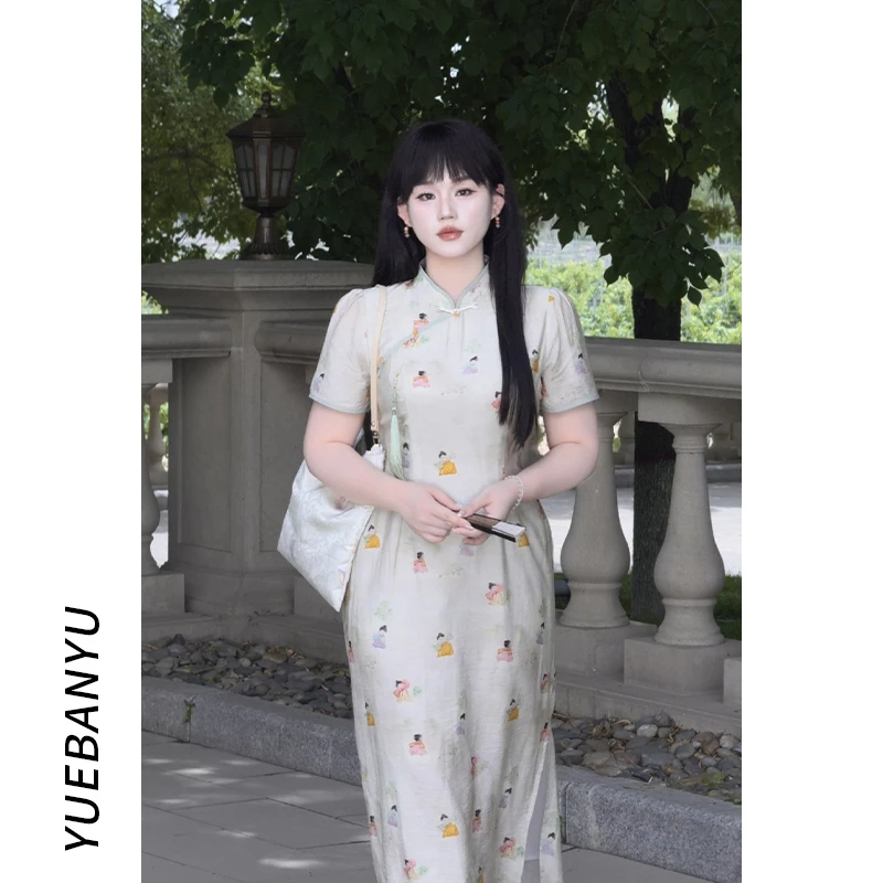 月半鱼现货【小唐人】新中式国风日常小人改良旗袍连衣裙女设计感裙