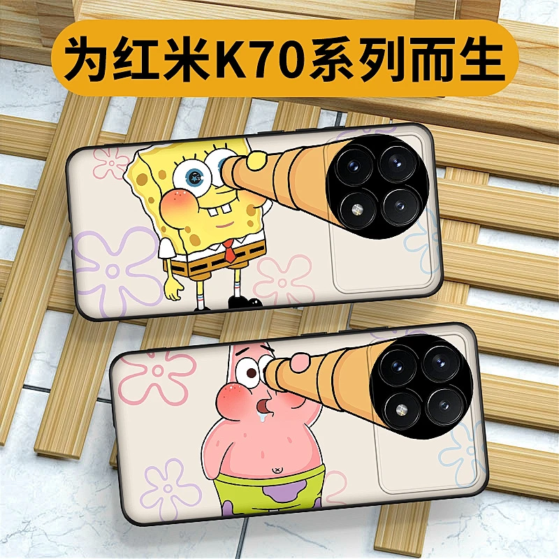 适用望远镜海绵小米红米k80至尊版手机壳男生k80pro可爱卡通k70