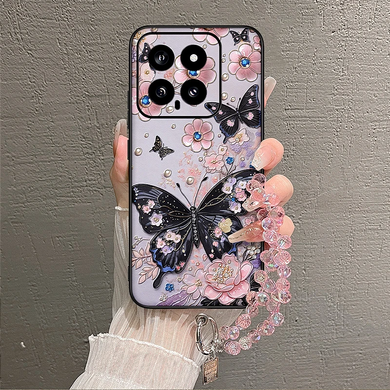 适用小米14手机壳新款蝴蝶小米14ultra轻奢全包13pro时尚女12spro