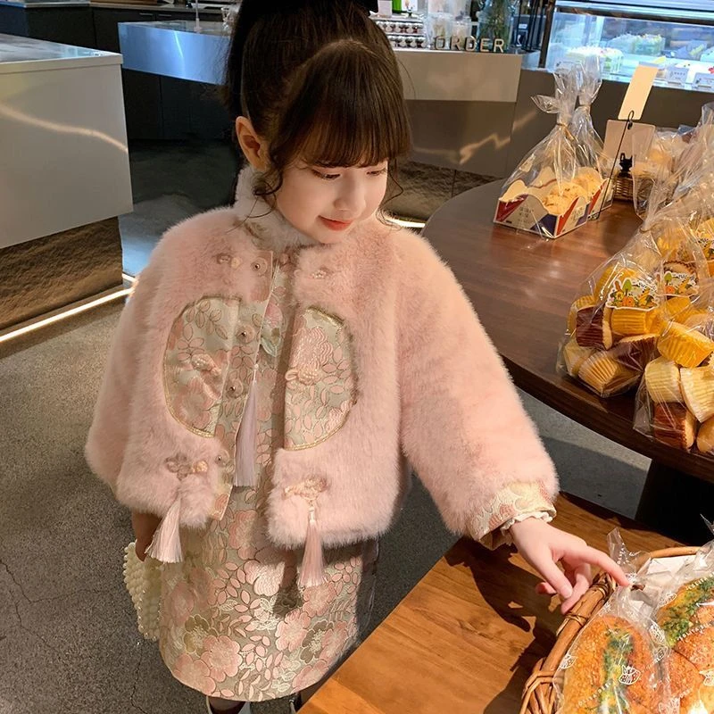 新款唐装冬装加厚外套汉服儿童套装过年喜气新年拜年服