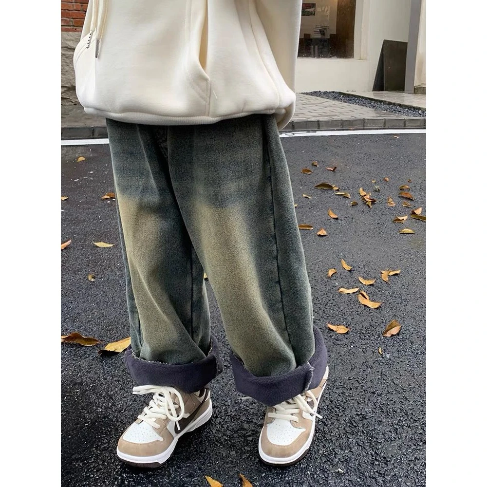 男童牛仔裤秋装儿童加绒裤子2023新款洋气直筒裤男孩休闲裤潮显瘦