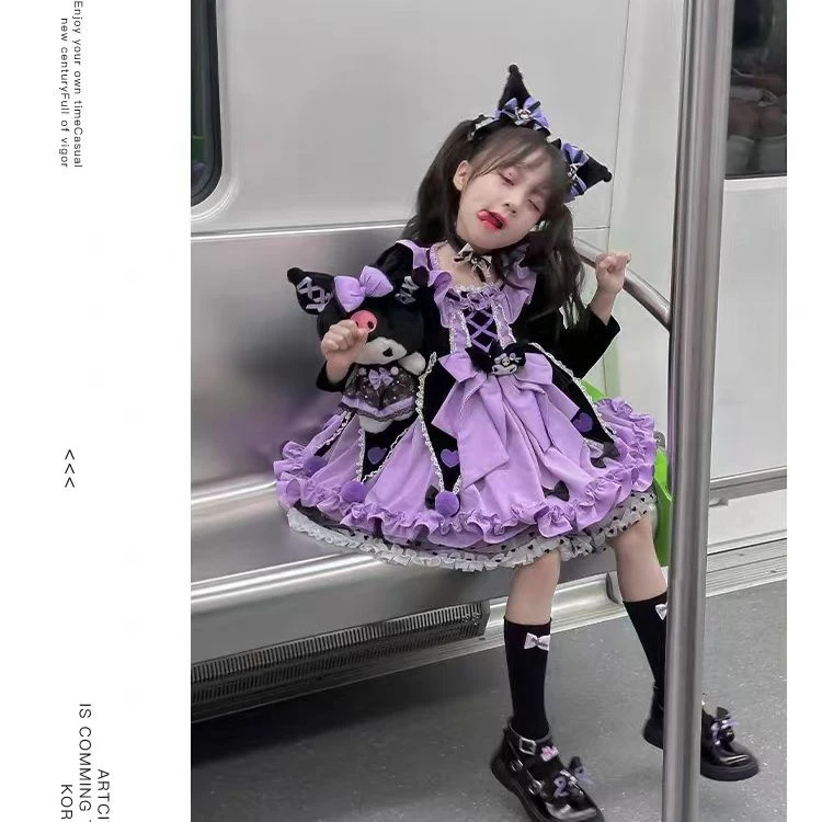 女童连衣裙2023新款秋冬洋气儿童库洛米衣服小女孩洛丽塔公主裙子
