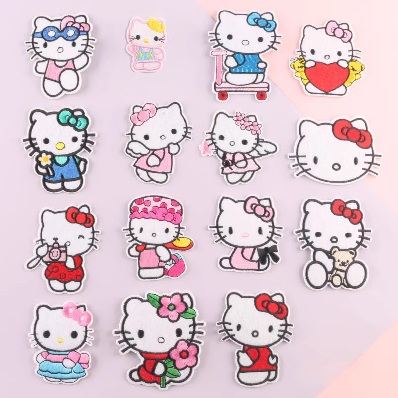 卡通布贴衣服补丁kitty猫日系可爱猫咪刺绣时尚百搭裤子装饰修补