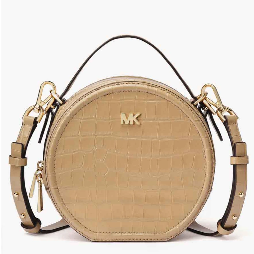全新未使用 MICHAELKORS/迈克高仕 Delaney 中号皮质圆饼单肩包