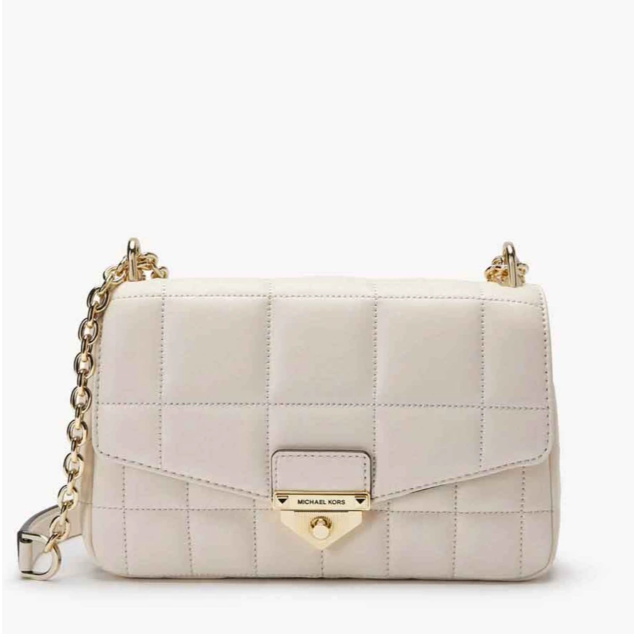 全新未使用 MICHAELKORS/迈克高仕 Soho 大号羊皮链条菱格单肩包