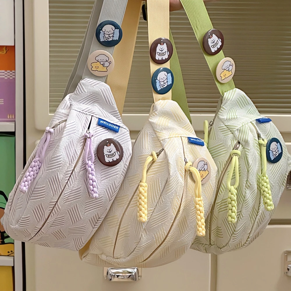 简约休闲风包包女小清新森系斜挎包运动胸包小众学生百搭腰包z