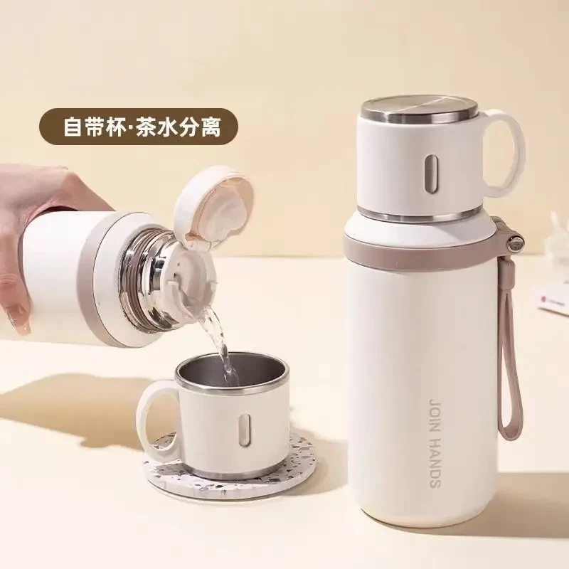 【杯盖可以喝水】不锈钢保温杯女生高颜值泡茶水杯子学生专用时尚xx