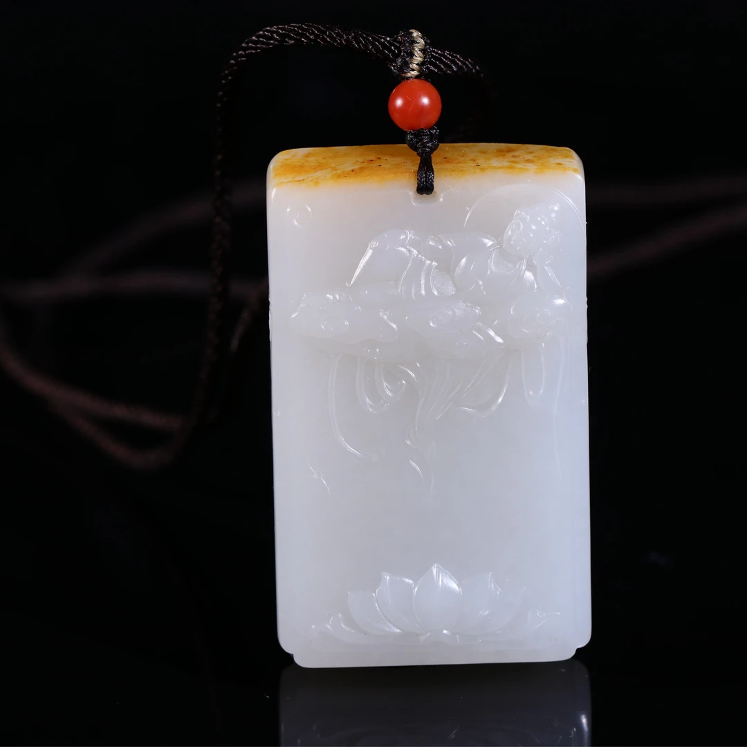 雕刻精雕俏色巧雕精美莲花观音