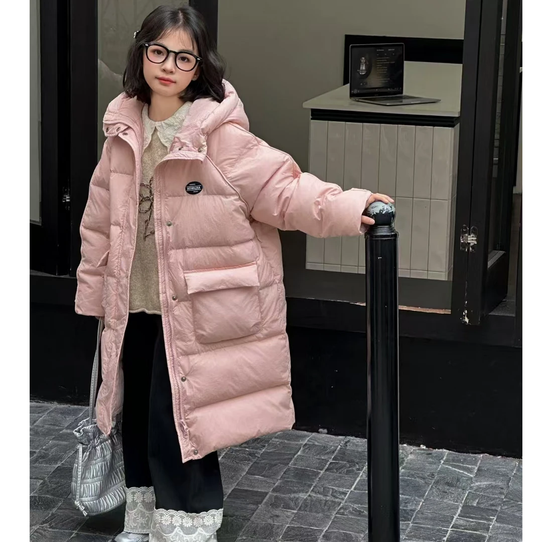 女童外套2024新款羽绒服加厚过膝中长款休闲中大童冬季小女孩衣服