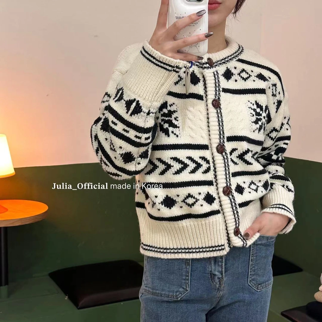 粉丝福利款】“雪花纹”高克重加厚针织开衫