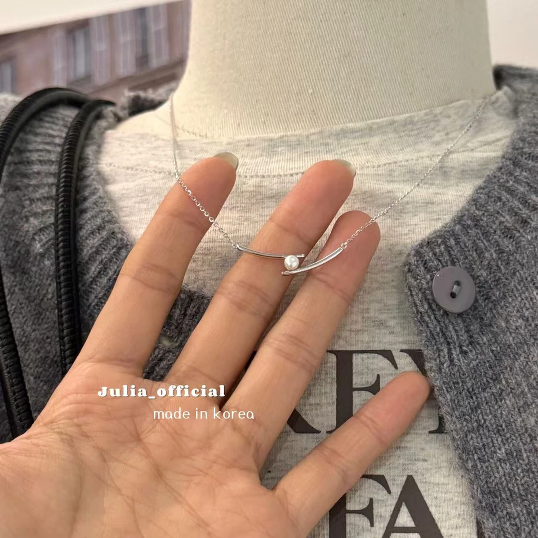 链子925银 Julia姐姐】小众高级感交叉珍珠项链