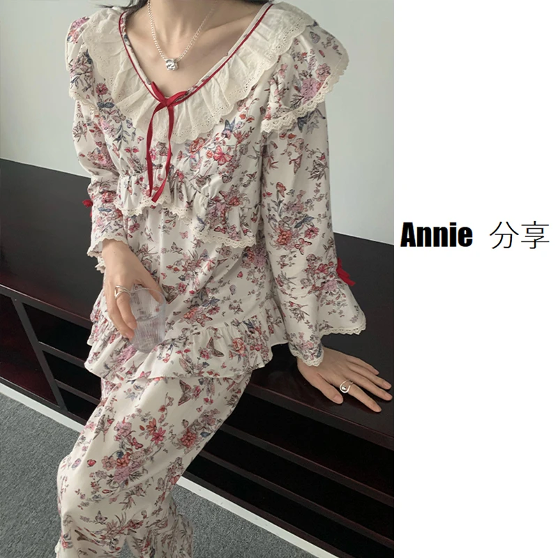 小碎花/韩国ins风/爆款网红款/时尚睡衣女/长袖秋冬家居套装