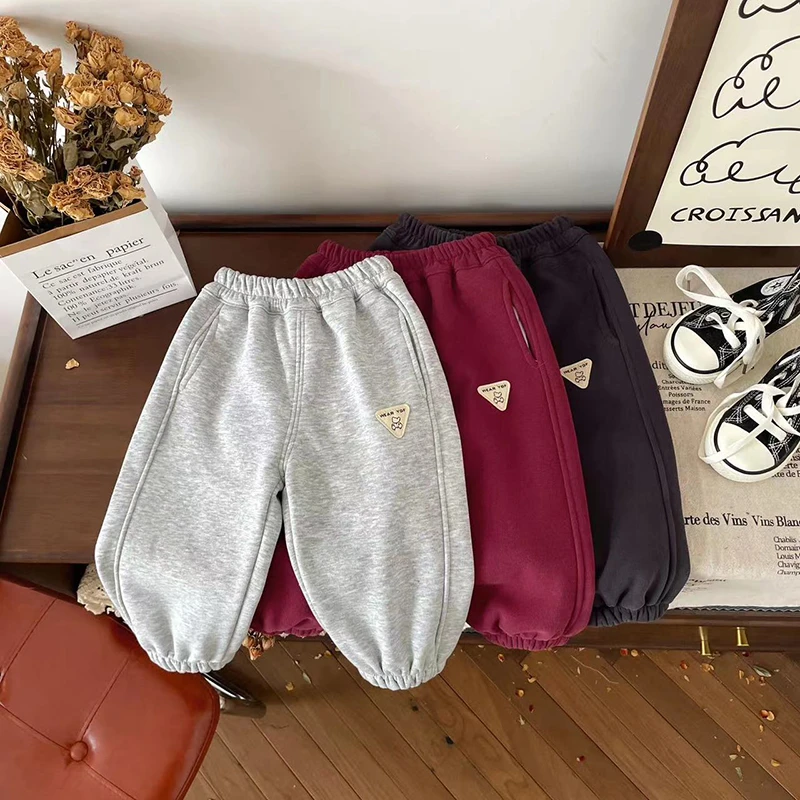 【现货】QK245753秋冬新款儿童休闲裤加绒保暖宝宝卫裤百搭女童中性