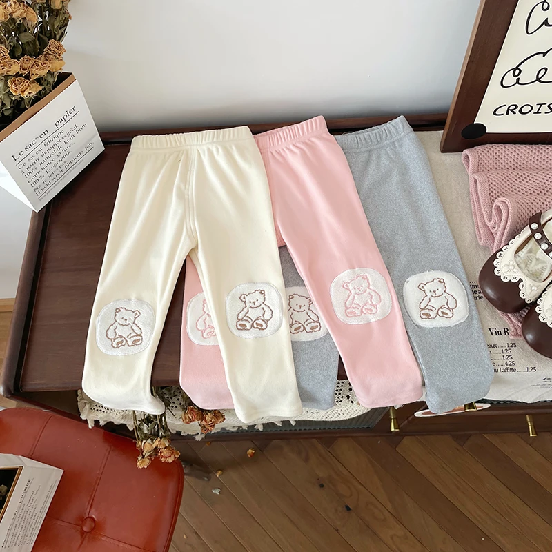 【现货】QK245702秋冬新款儿童打底裤女童百搭卡通休闲裤子