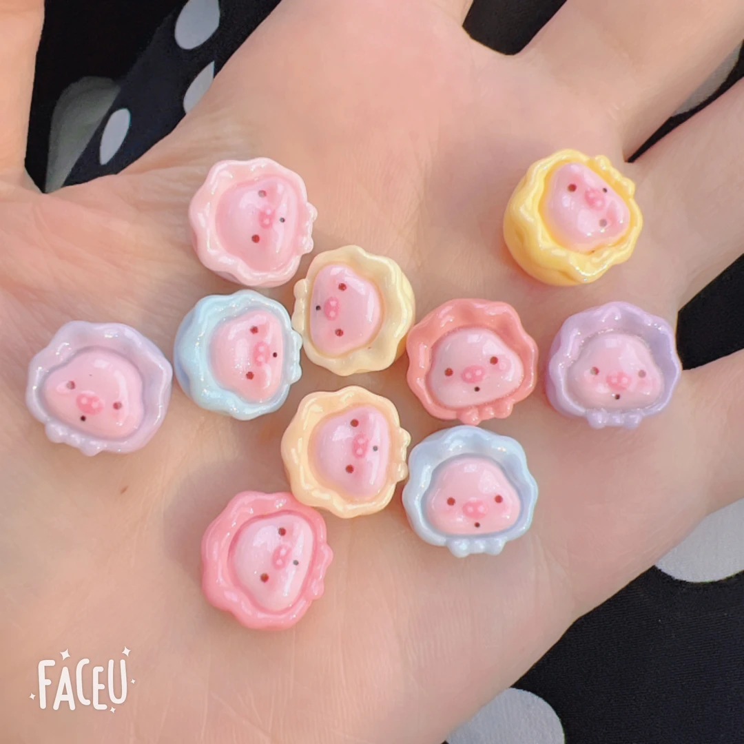 想念定制帽衫猪猪10色金粉树脂配件