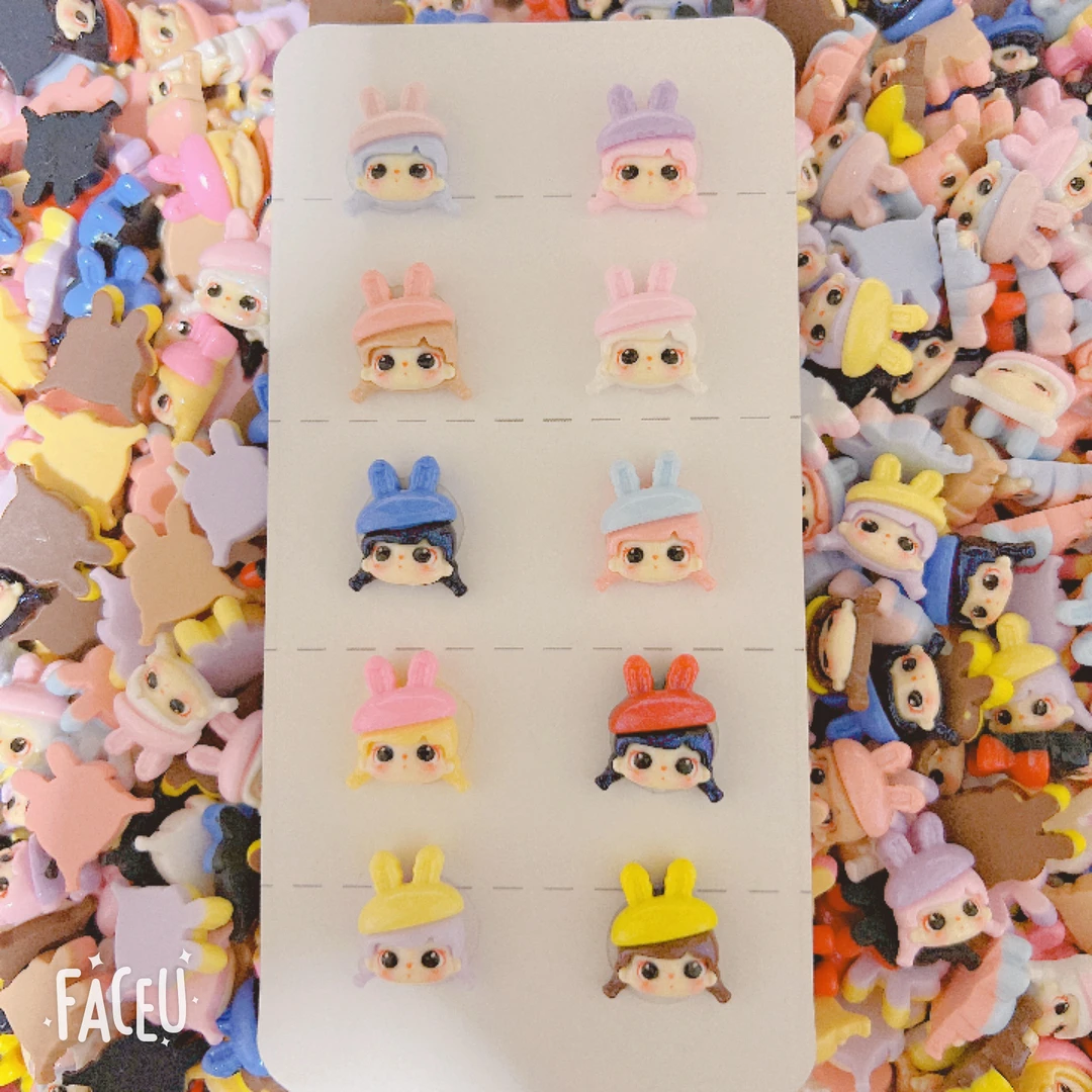想念兔兔妹妹十色金粉树脂创意卡通饰品配件
