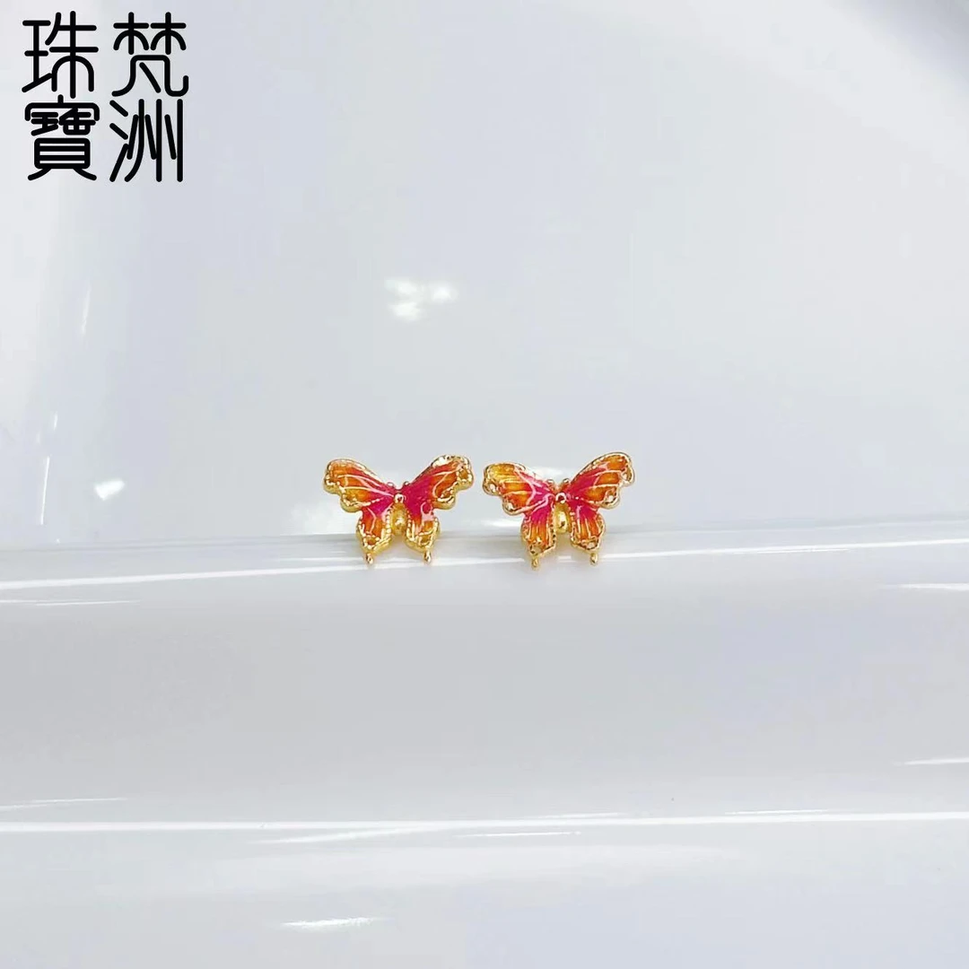 足银耳饰 【梵洲】手工定制 蝴蝶耳钉 精美时尚单品 FZD2988