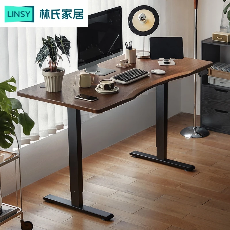 林氏家居多功能电动升降办公桌实木书桌LH262V1-A ZH书架学生家用