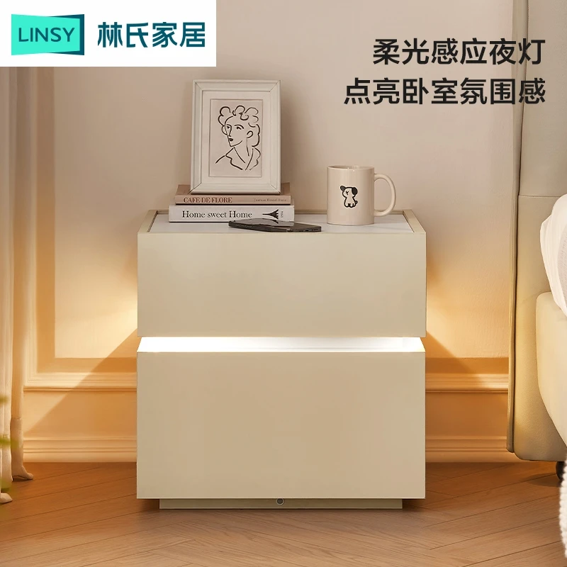 林氏家居智能床头柜小型床边柜子卧室LS459B ZH落地北欧家用轻奢