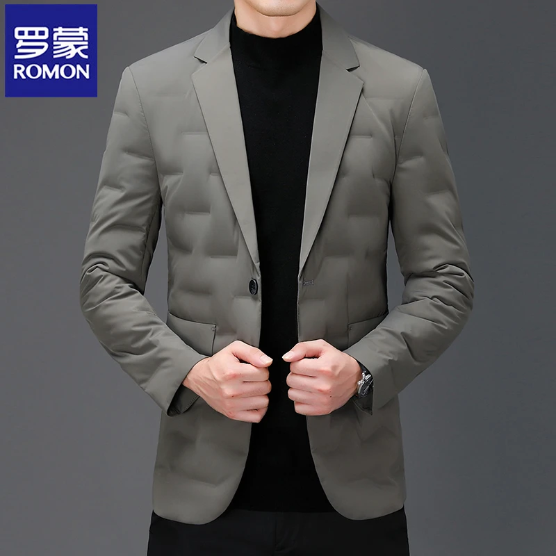 Romon/罗蒙高端轻薄无痕西服男士商务时尚秋冬外套男羽绒服男装