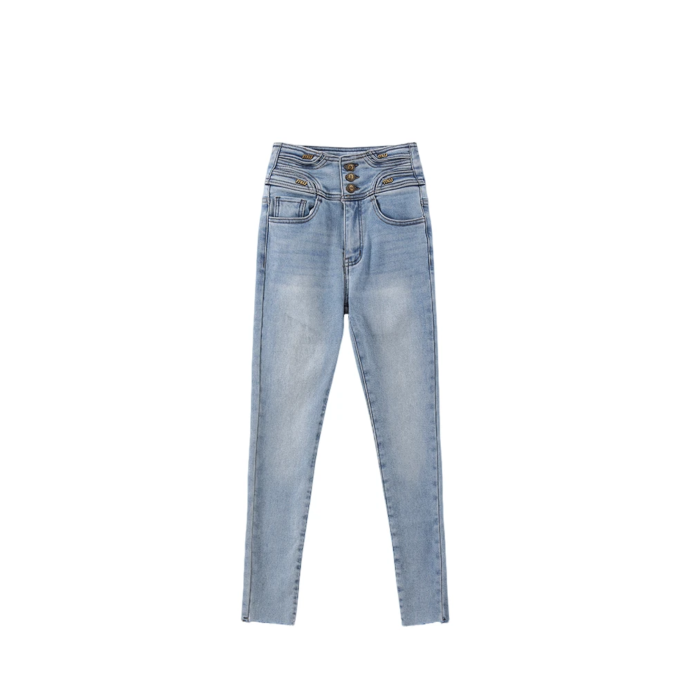 【封后轻奢设计】2024秋冬新款时尚高腰小脚加厚磨毛牛仔裤588736