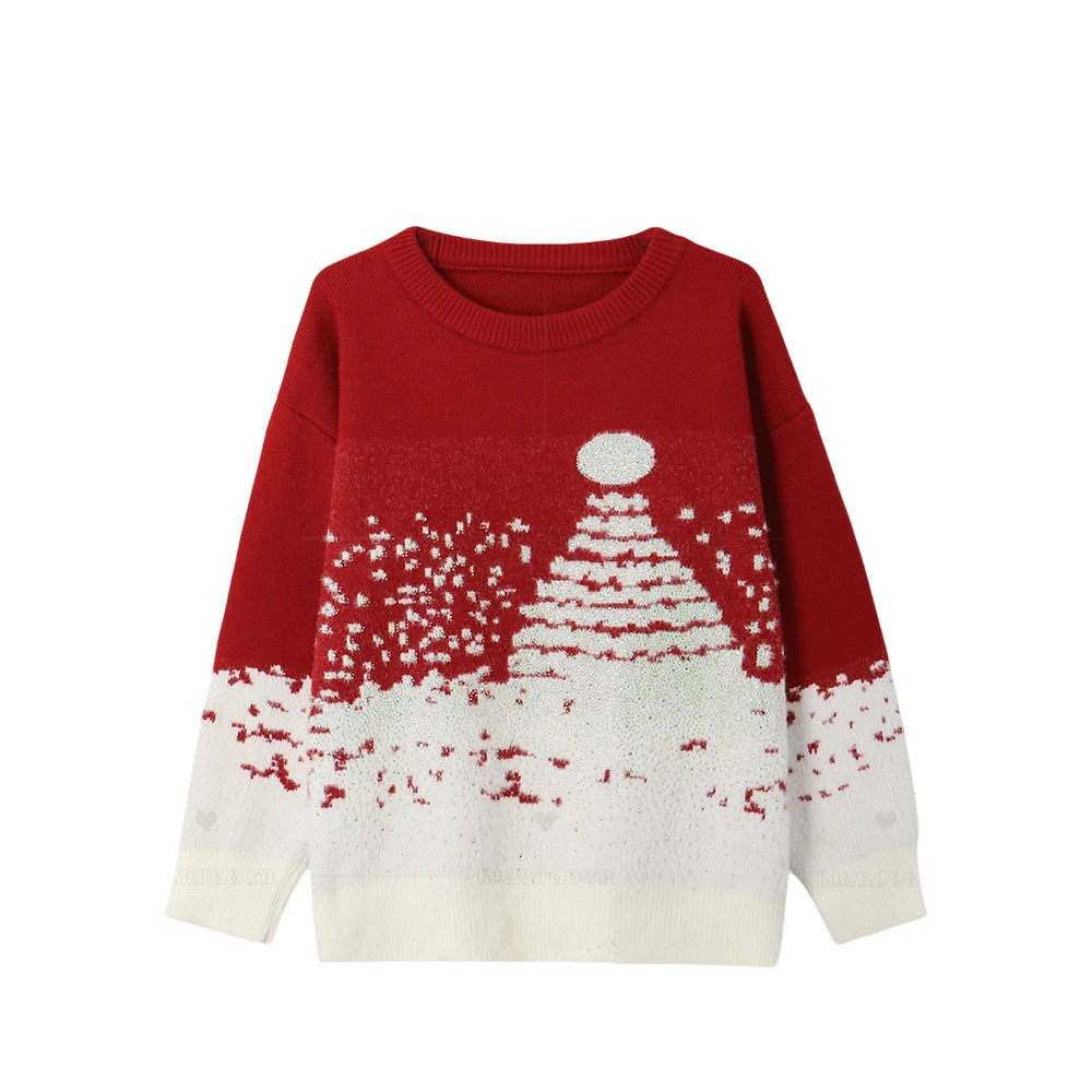 【封后轻奢设计】2024冬季新款时尚圣诞氛围感烫钻毛衣7802