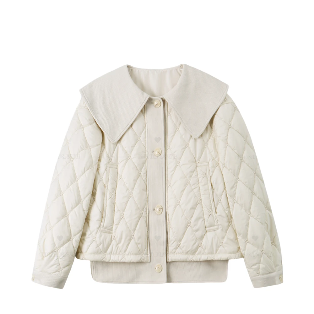 【封后轻奢设计】2024冬季新款时尚显瘦拼接翻领外套8833200