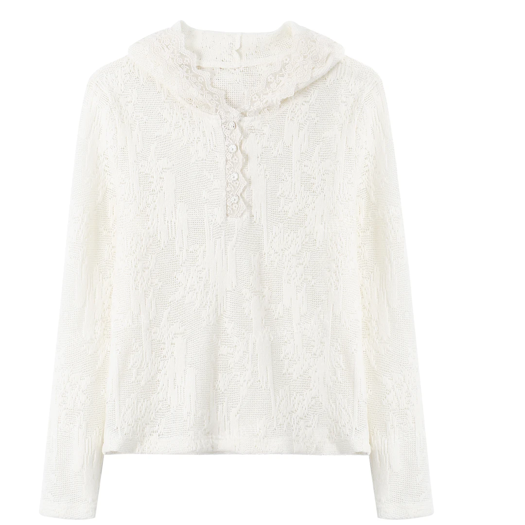 【封后轻奢设计】2024秋冬新款法式田园风刺绣连帽上衣8833622