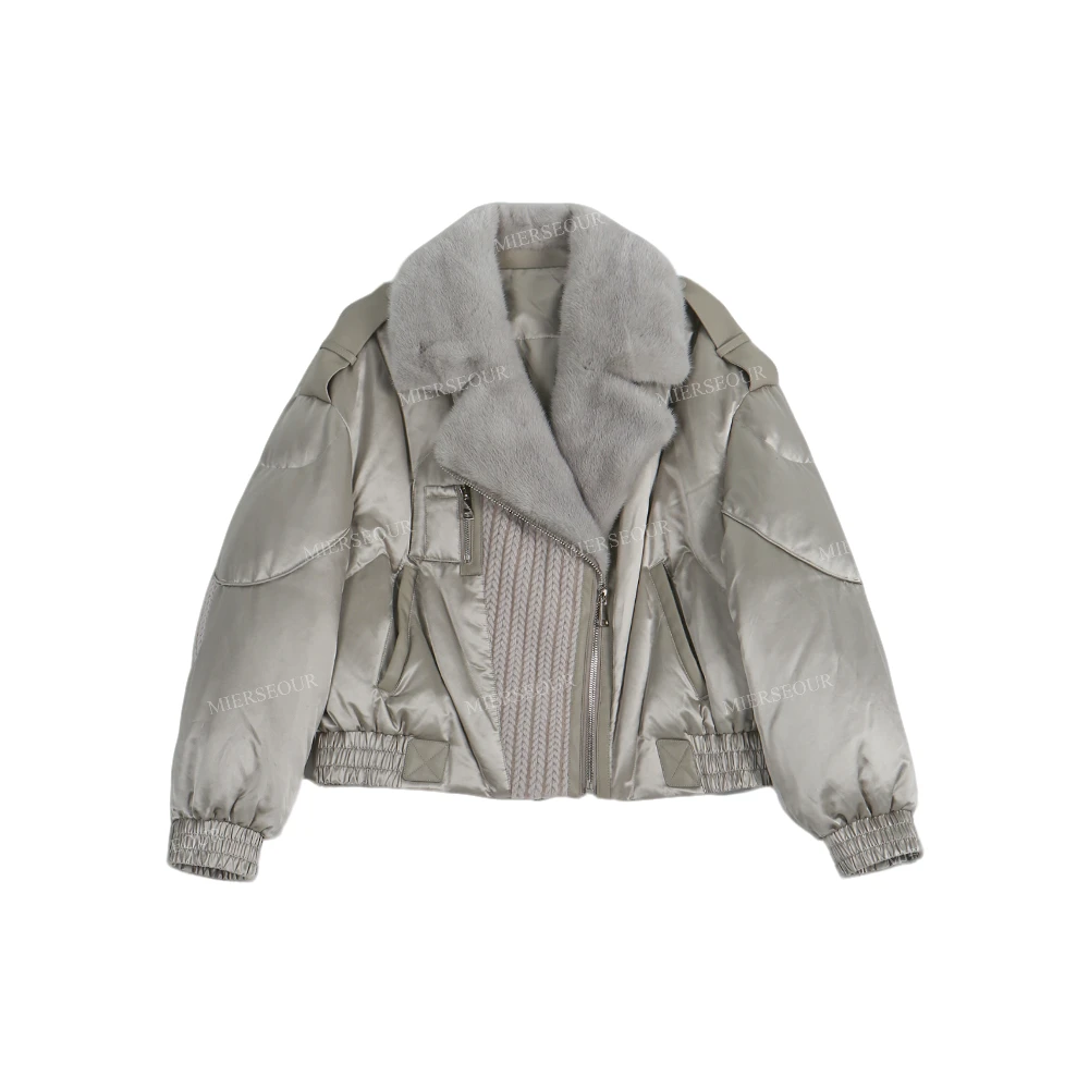 冬季新款高奢拼接毛领羽绒服606