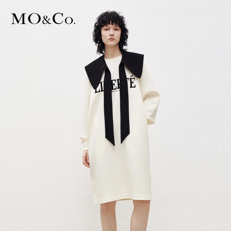 MOCO冬季宽松廓形连衣裙配海军领MBB4DRST08