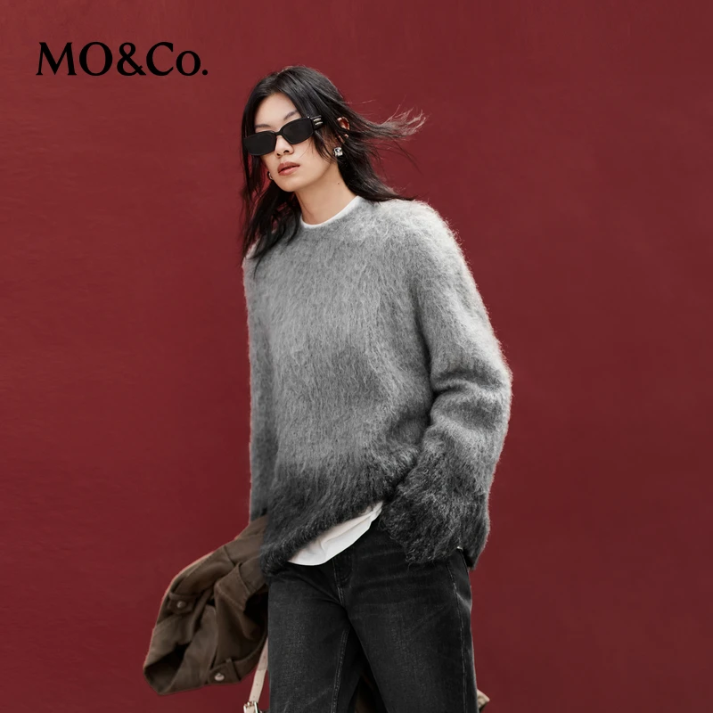 MOCO毛衣冬全手工刷毛含马海毛渐变设计感厚实MBD4SWTT08