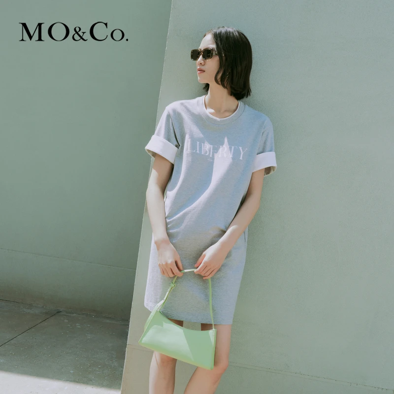 MOCO夏复古印花宽松棉质连衣裙MBD2DRST53