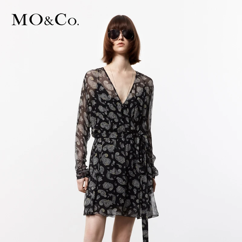 MOCO佩斯里花纹连衣裙一体衬裙MBD2DRS073