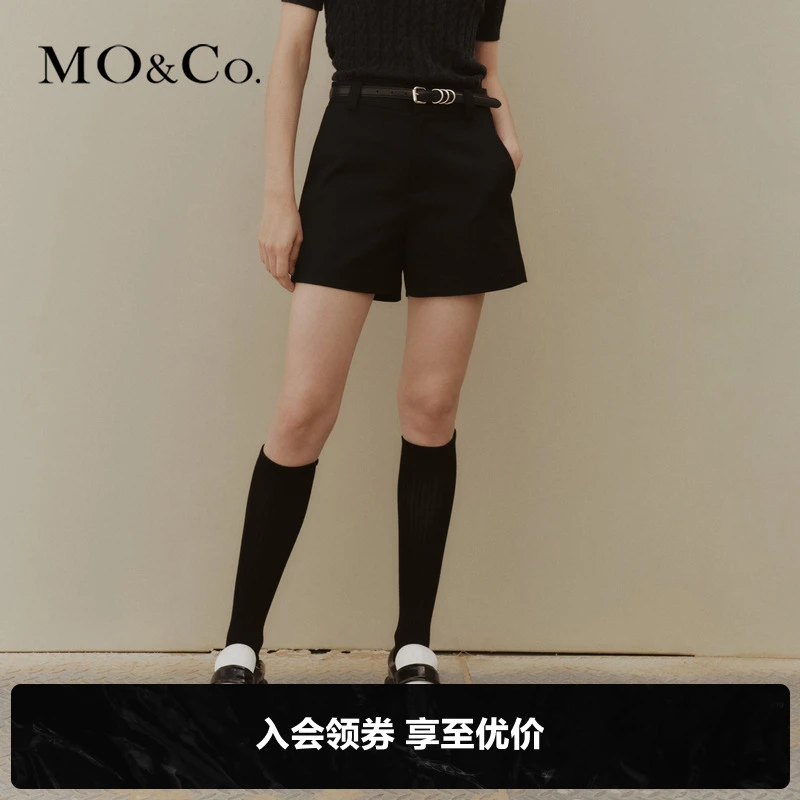 抗菌MOCO秋绵羊毛精纺A字高腰短裤老钱风MBC3SOT002