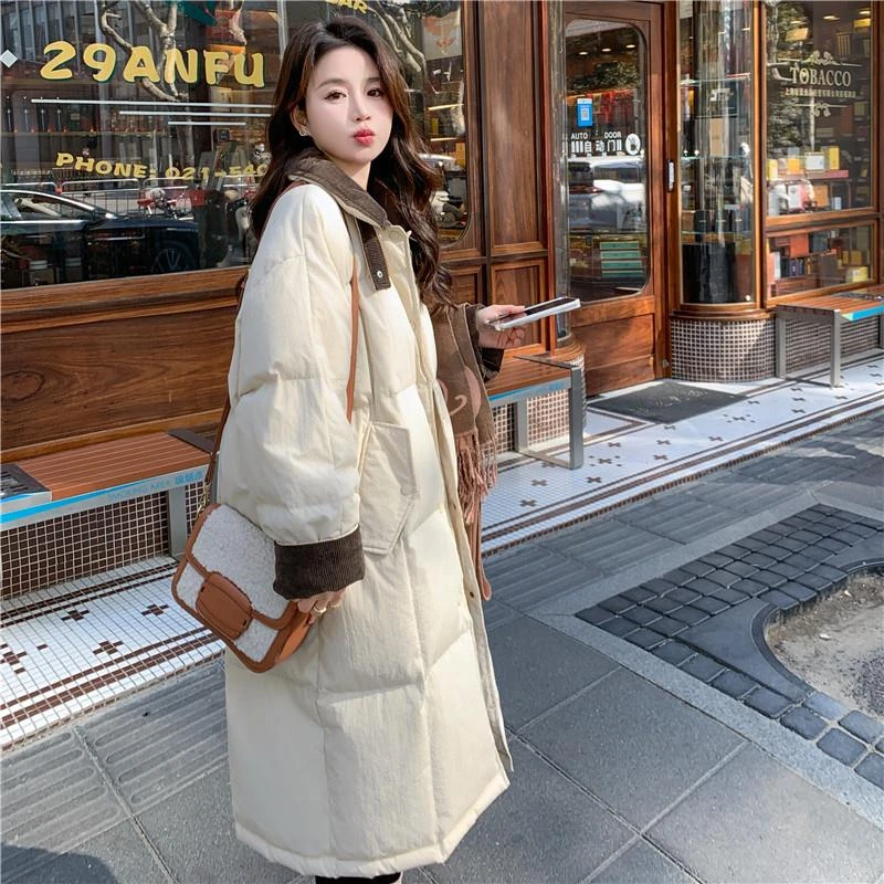 羽绒服女冬季2025新款高级感炸街小个子设计感学生面包服厚中长款