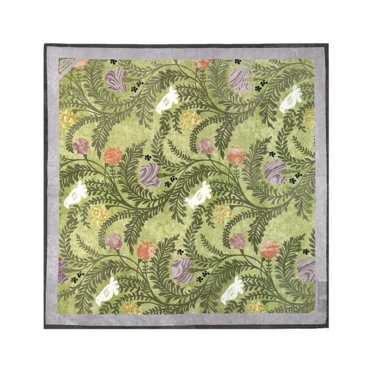 Square Circle方圆 风传花信 原创燕子花棘绿色丝巾大方巾