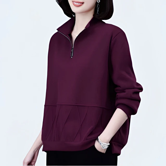 2025新款春季半拉链卫衣女韩版宽松中年妈妈装休闲减龄洋气薄上衣