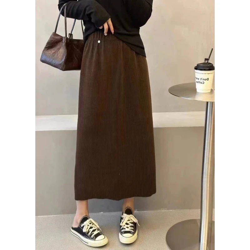 休闲秋冬复古新款条绒半身裙169显瘦时尚A字高腰气质开叉包臀冬季