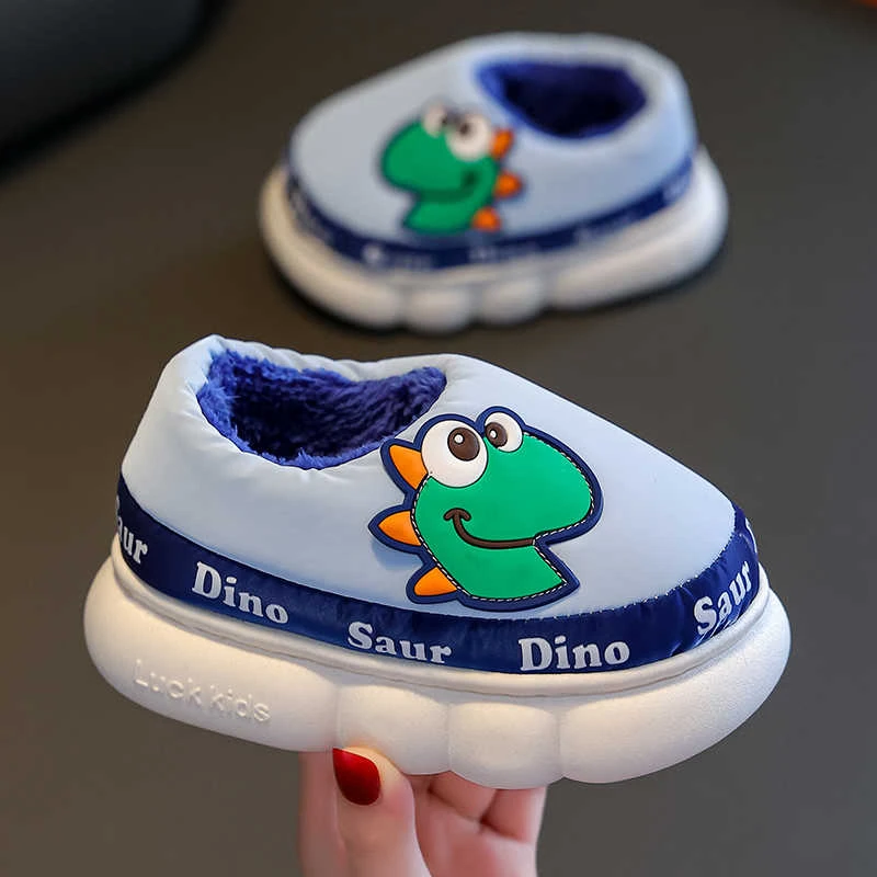儿童棉鞋冬季居家男女童卡通棉拖鞋宝宝防滑室内亲子拖鞋新款恐龙