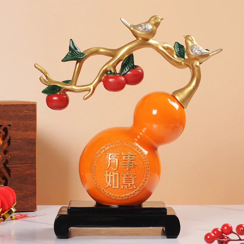 万事如意树脂葫芦摆件客厅柿子新中式新房乔迁礼物玄关酒柜装饰品