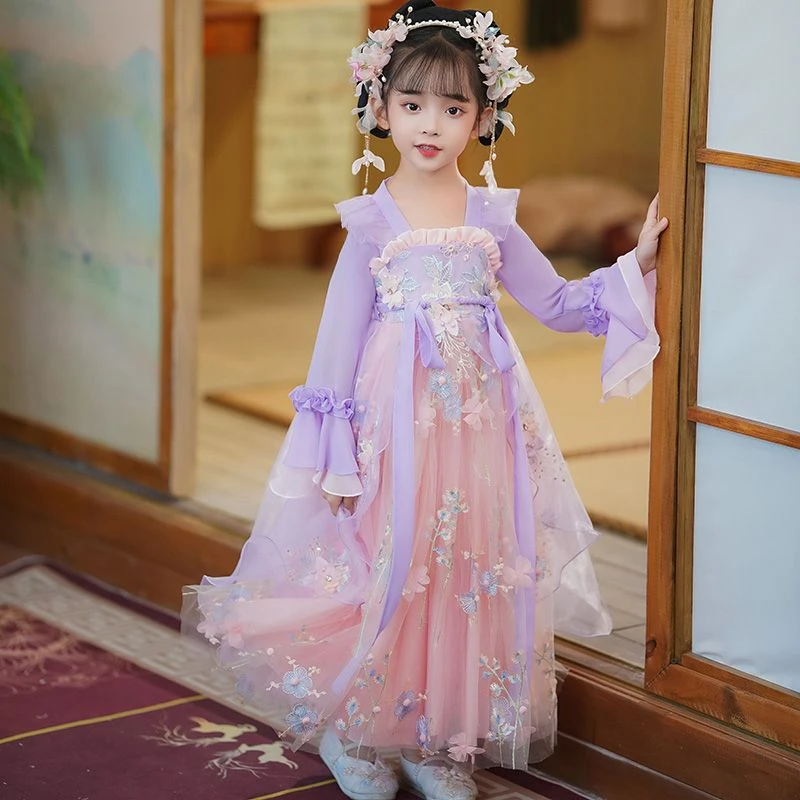 女童汉服2024新款古装春秋连衣裙儿童中国风超仙公主裙小女孩唐装