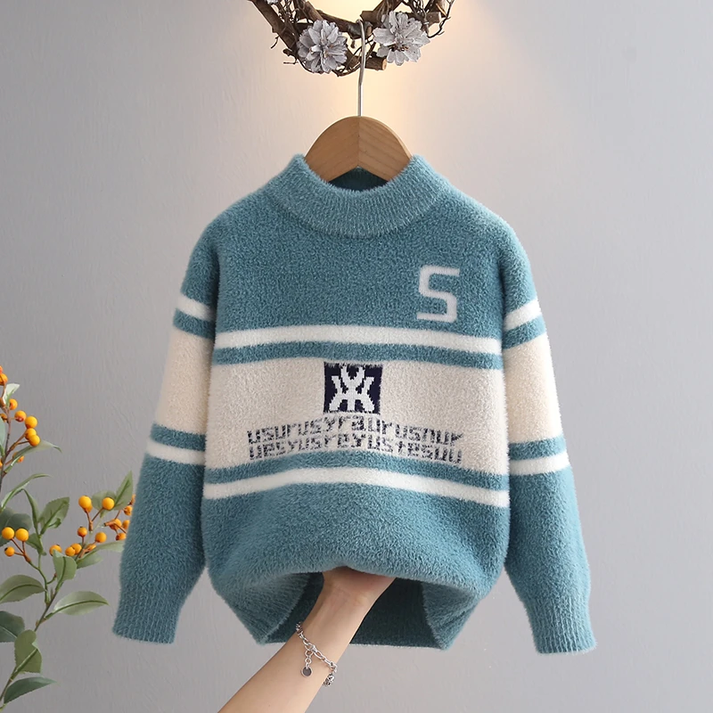 男童毛衣秋冬款2025新款洋气儿童冬装套头针织衫男孩打底毛线上衣