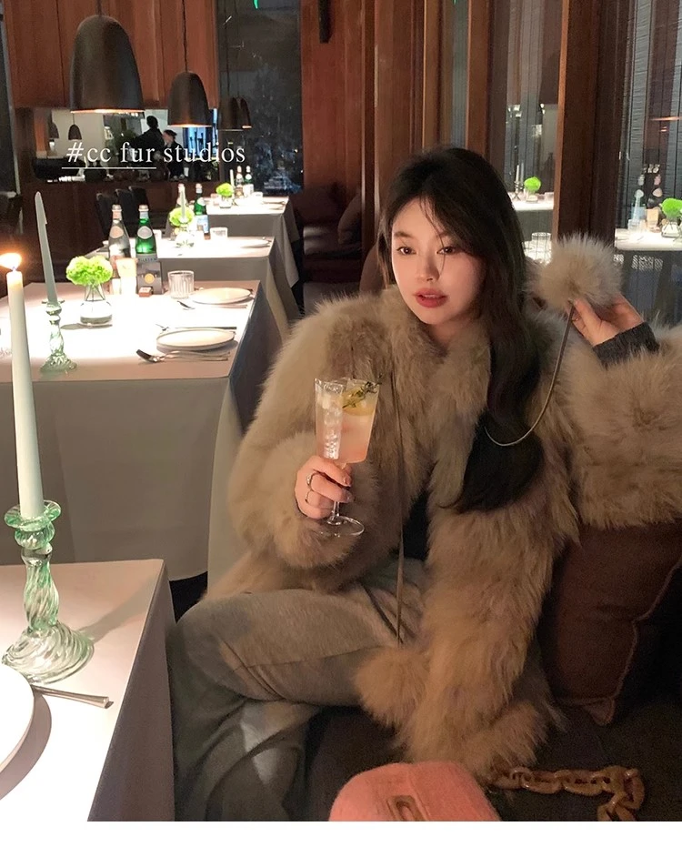CC皮草“宅女椰奶球”进口狐狸毛皮草毛毛冬季外套女显瘦大衣网红XH
