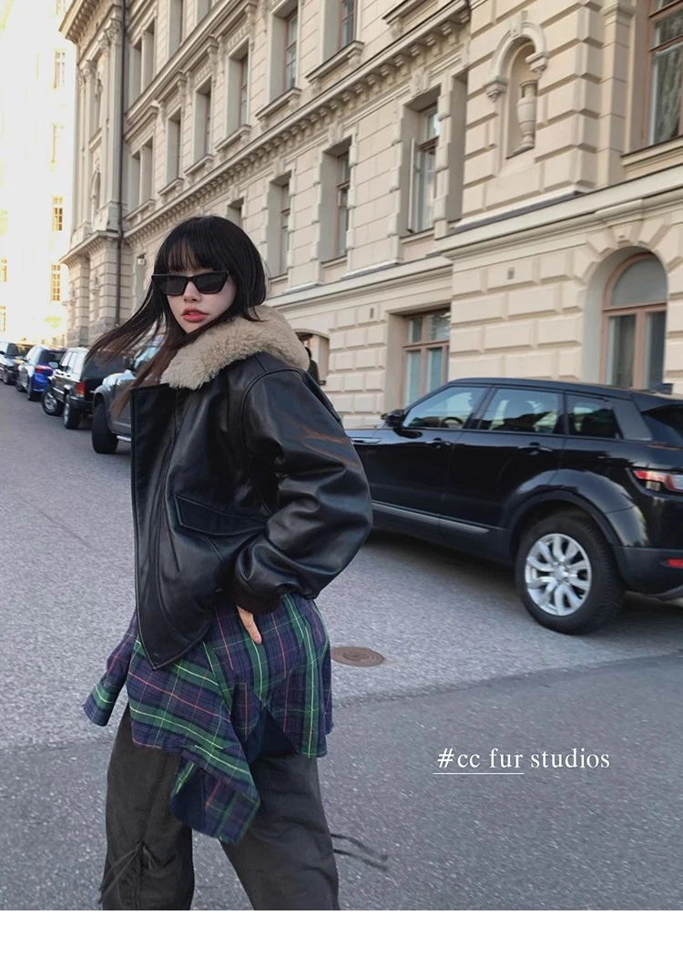 【9.10】CC皮草“暮色庄园”植鞣绵羊皮大翻领加棉皮衣