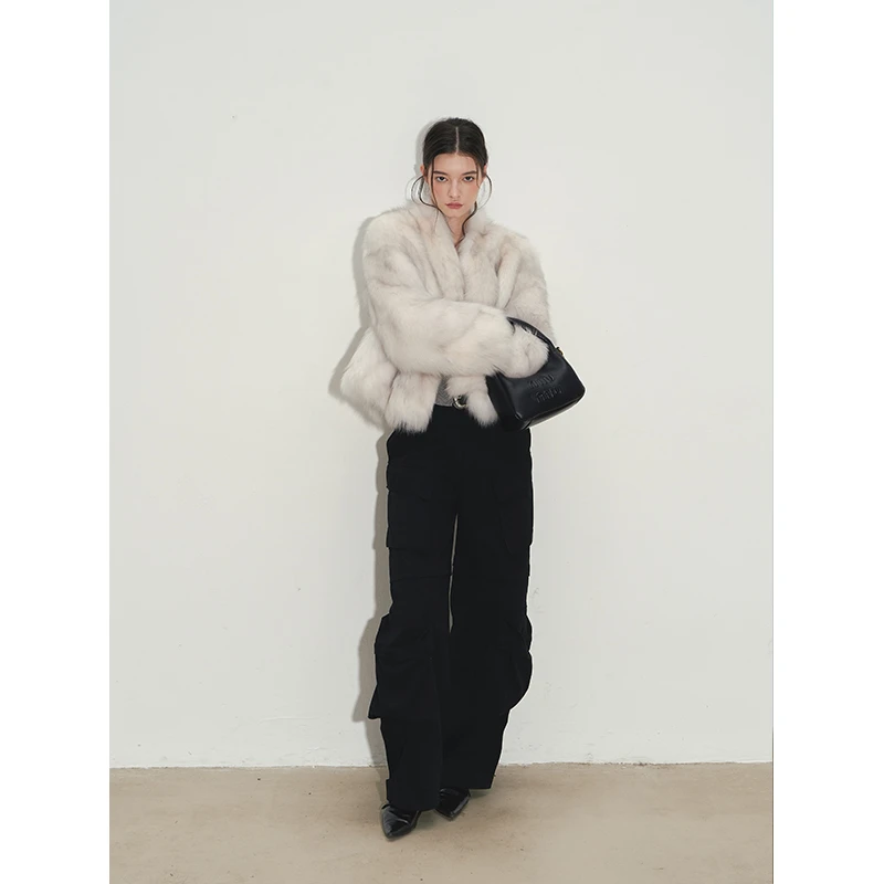 CC皮草 “捕梦少女”双色定染‘saga’狐狸腹毛冬季保暖外套休闲上衣