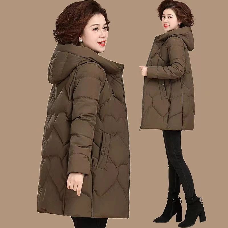 冬季妈妈羽绒服中长款大码2023新款老年人棉袄中老年女冬装外套