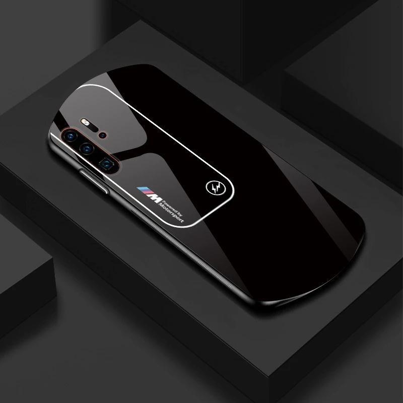适用【华为P30Pro】渐变宝马弧形玻璃高级感手机壳轻奢简约