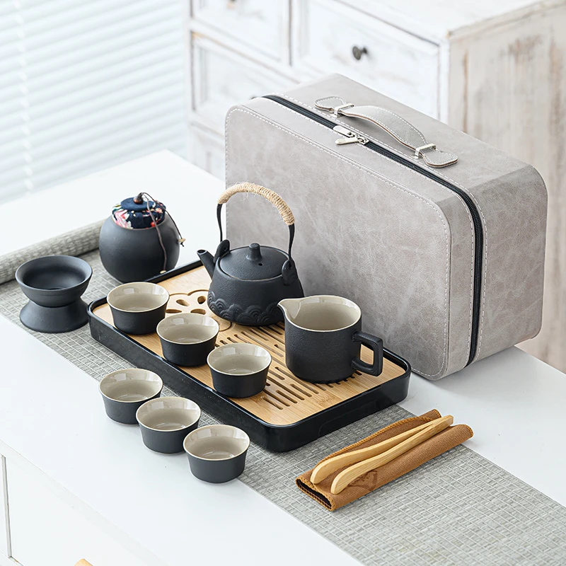 黑陶茶具套装功夫茶杯家用客厅办公室陶瓷泡茶壶旅行现代简约茶盘