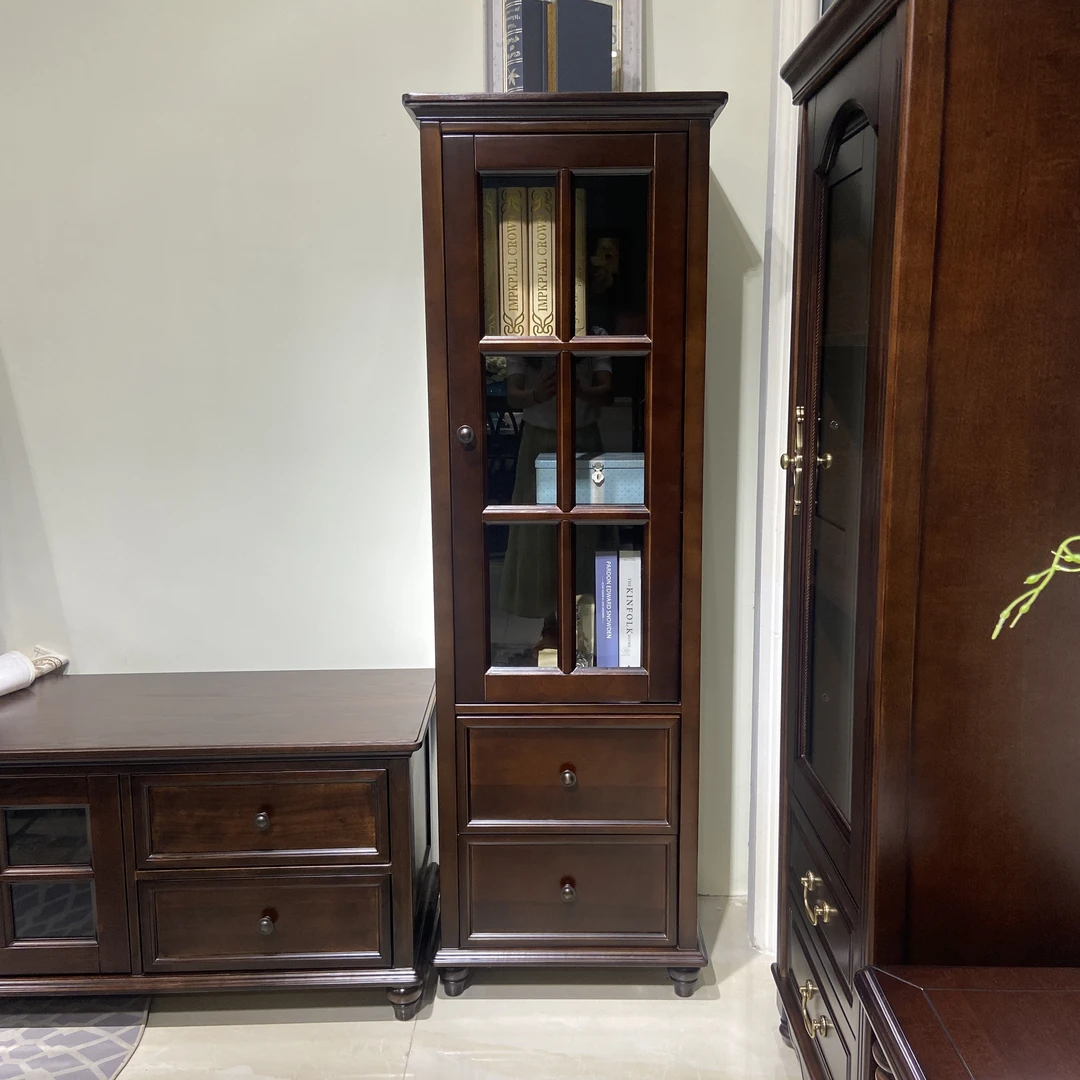 【品牌家具】E2405美式全原木单门厅柜电视柜边柜带门储物柜