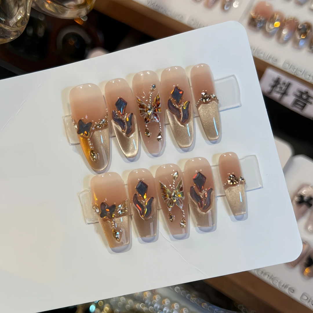 【美拉蝶】显白时尚纯手工高奢多巴胺猫眼穿戴甲2025美甲显手白